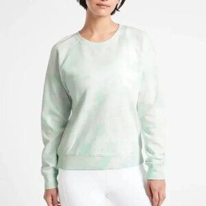 Athleta White and Mint Tie-Dye Crewneck Sweatshirt Pullover Size M Cotton Blend